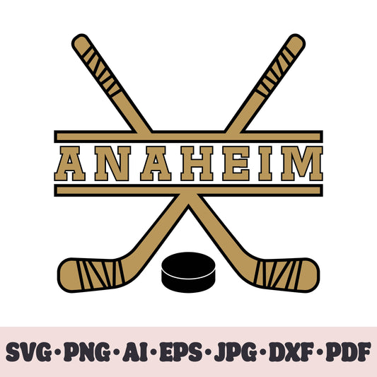 Anaheim Ducks hockey team SVG Cricut cut file. Hockey on ice PNG Clipart. Silhouette sublimation print. Sports fan image Ai, EPS, JPG, DXF, PDF.