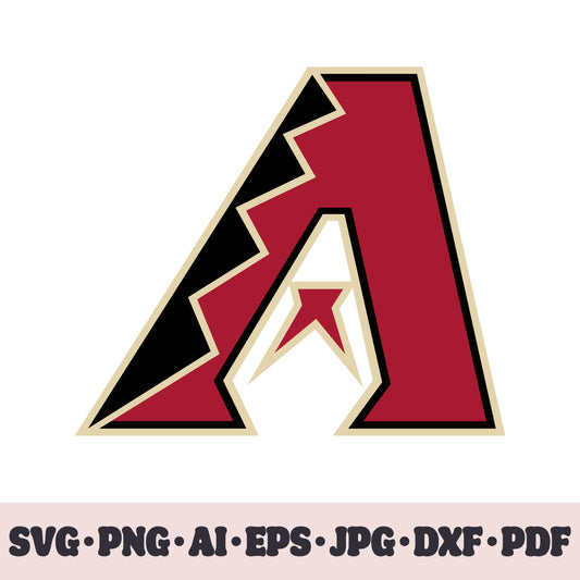 Arizona Diamondbacks baseball team logo SVG Cricut cut file. PNG Clipart. Silhouette sublimation print. Sports fan image Ai, EPS, JPG, DXF, PDF. Logotype.