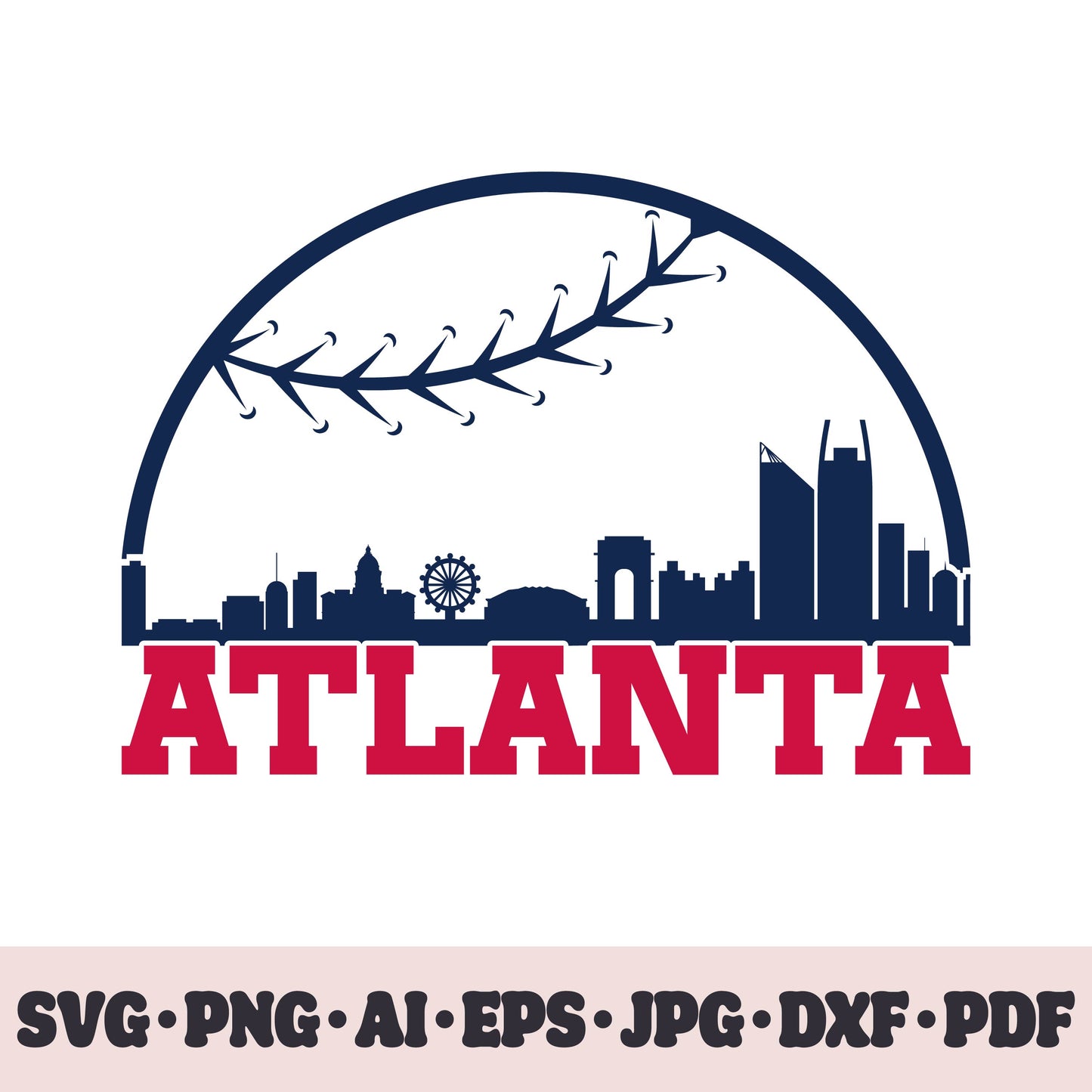 Atlanta Braves baseball team SVG Cricut cut file. PNG Clipart. Silhouette sublimation print. Sports fan image Ai, EPS, JPG, DXF, PDF.