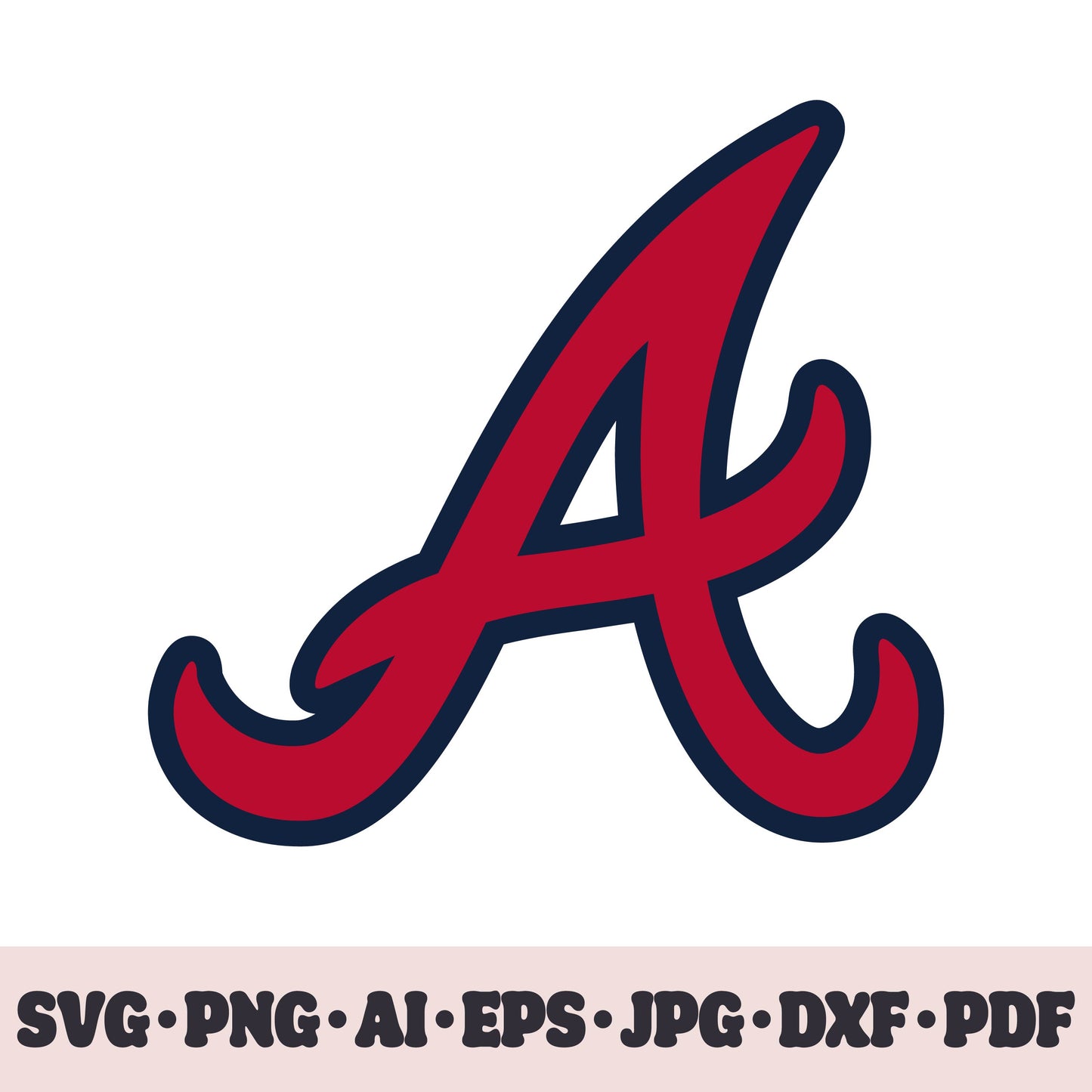 Atlanta Braves baseball team logo SVG Cricut cut file. PNG Clipart. Silhouette sublimation print. Sports fan image Ai, EPS, JPG, DXF, PDF. Logotype.