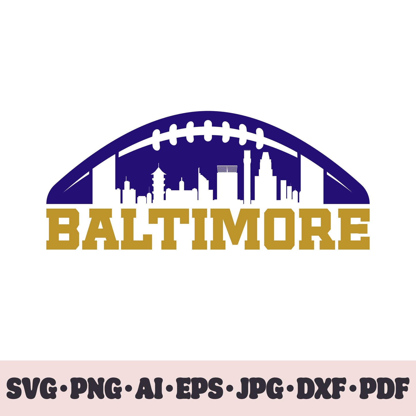 Baltimore Ravens football team SVG Cricut cut file. Rugby PNG Clipart. Silhouette sublimation print. Sports fan image Ai, EPS, JPG, DXF, PDF.