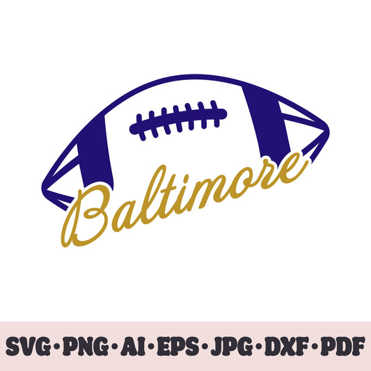 Baltimore Ravens football team SVG Cricut cut file. Rugby PNG Clipart. Silhouette sublimation print. Sports fan image Ai, EPS, JPG, DXF, PDF.