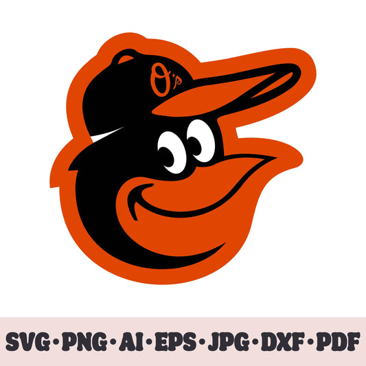 Baltimore Orioles baseball team logo SVG Cricut cut file. PNG Clipart. Silhouette sublimation print. Sports fan image Ai, EPS, JPG, DXF, PDF. Logotype.