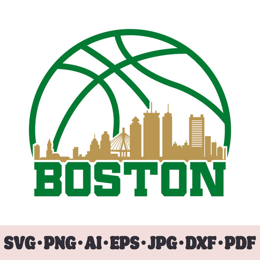 Boston Celtics basketball team SVG Cricut cut file. PNG Clipart. Silhouette sublimation print. Sports fan image Ai, EPS, JPG, DXF, PDF.