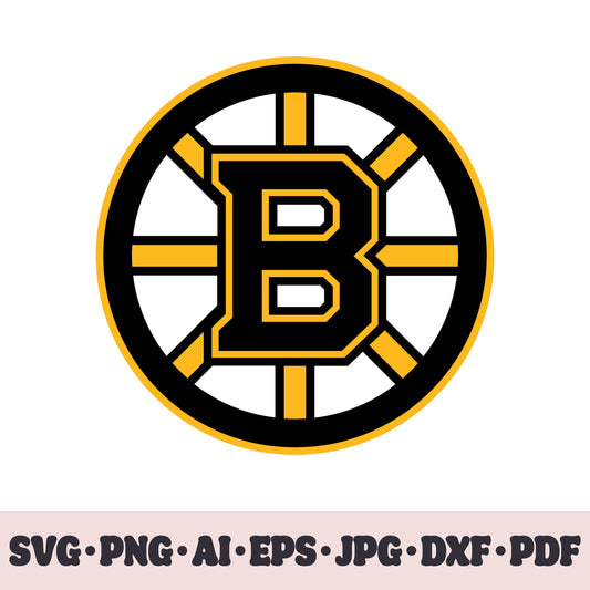 Boston Bruins hockey team SVG Cricut cut file. Hockey on ice PNG Clipart. Silhouette sublimation print. Sports fan image Ai, EPS, JPG, DXF, PDF. Logotype.