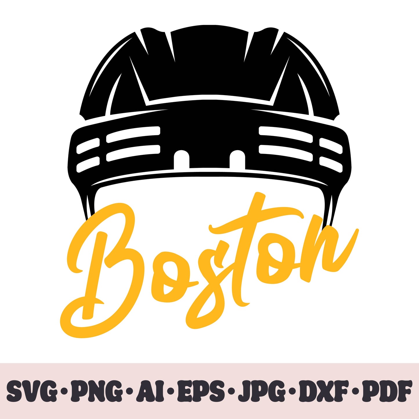 Boston Bruins hockey team SVG Cricut cut file. Hockey on ice PNG Clipart. Silhouette sublimation print. Sports fan image Ai, EPS, JPG, DXF, PDF.