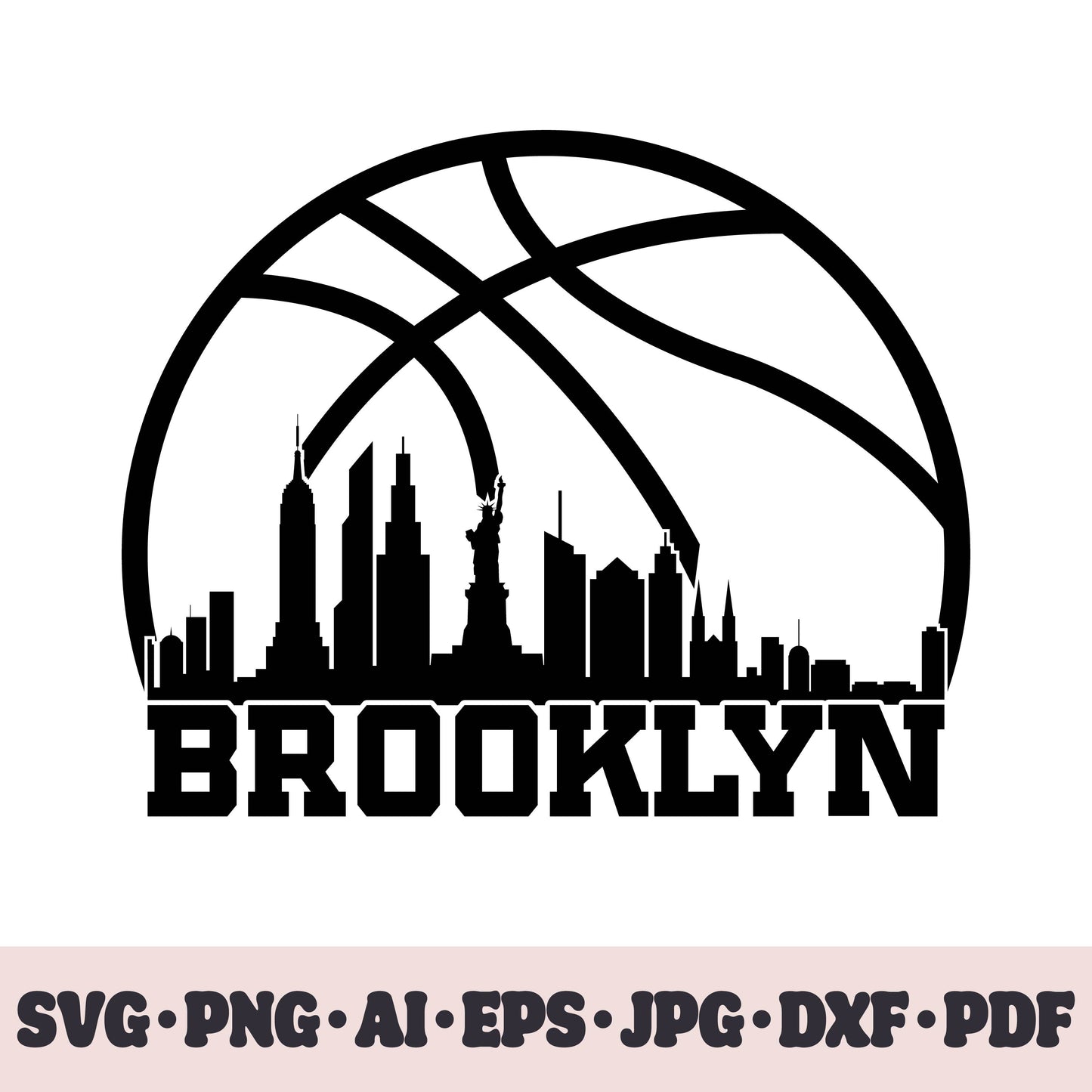 Brooklyn Nets basketball team SVG Cricut cut file. PNG Clipart. Silhouette sublimation print. Sports fan image Ai, EPS, JPG, DXF, PDF.