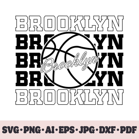 Brooklyn Nets basketball team SVG Cricut cut file. PNG Clipart. Silhouette sublimation print. Sports fan image Ai, EPS, JPG, DXF, PDF.