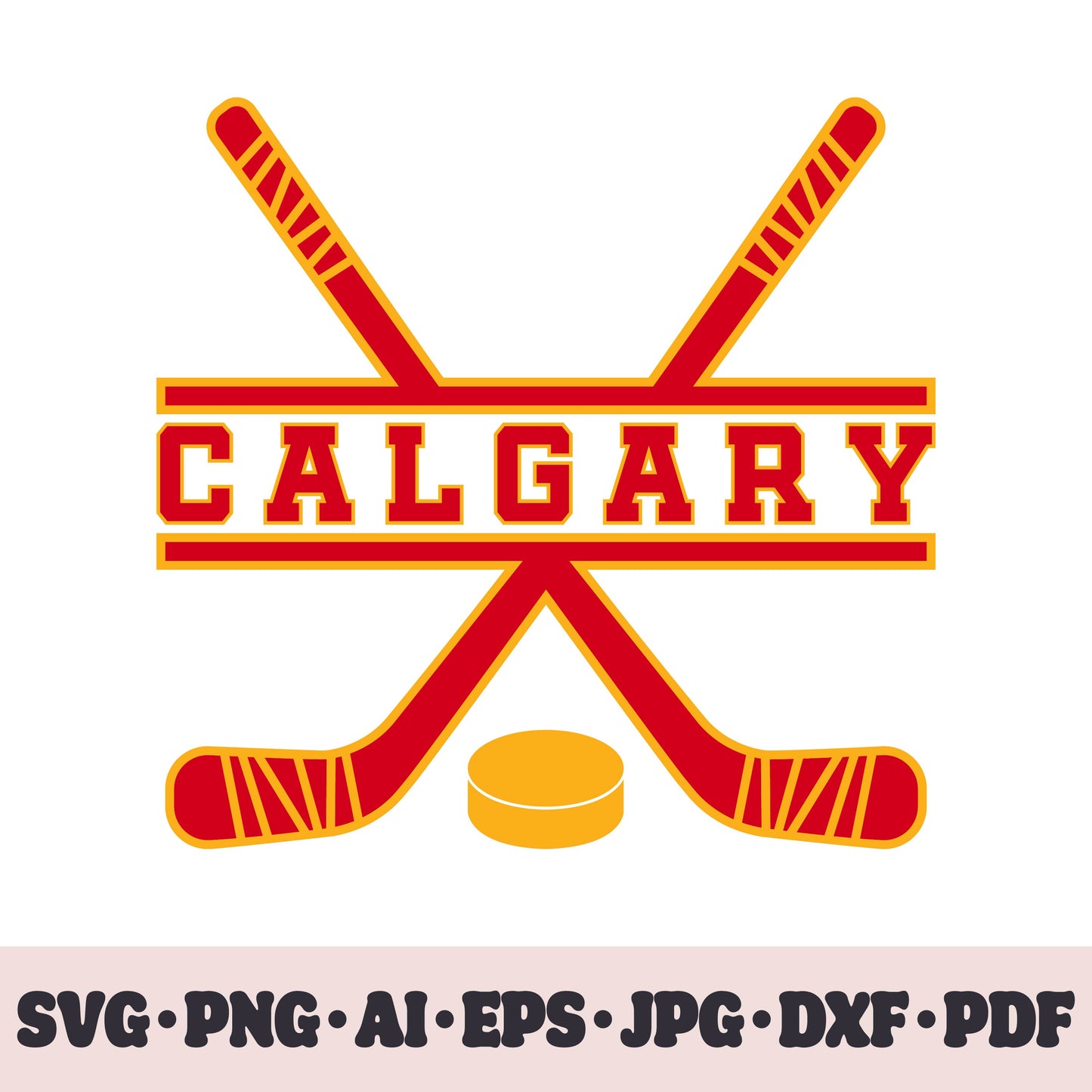 Calgary Flames hockey team SVG Cricut cut file. Hockey on ice PNG Clipart. Silhouette sublimation print. Sports fan image Ai, EPS, JPG, DXF, PDF.