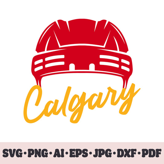 Calgary Flames hockey team SVG Cricut cut file. Hockey on ice PNG Clipart. Silhouette sublimation print. Sports fan image Ai, EPS, JPG, DXF, PDF.