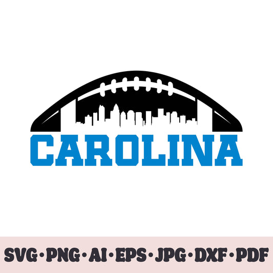 Carolina Panthers football team SVG Cricut cut file. Rugby PNG Clipart. Silhouette sublimation print. Sports fan image Ai, EPS, JPG, DXF, PDF.