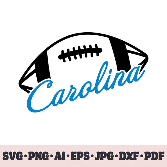 Carolina Panthers football team SVG Cricut cut file. Rugby PNG Clipart. Silhouette sublimation print. Sports fan image Ai, EPS, JPG, DXF, PDF.