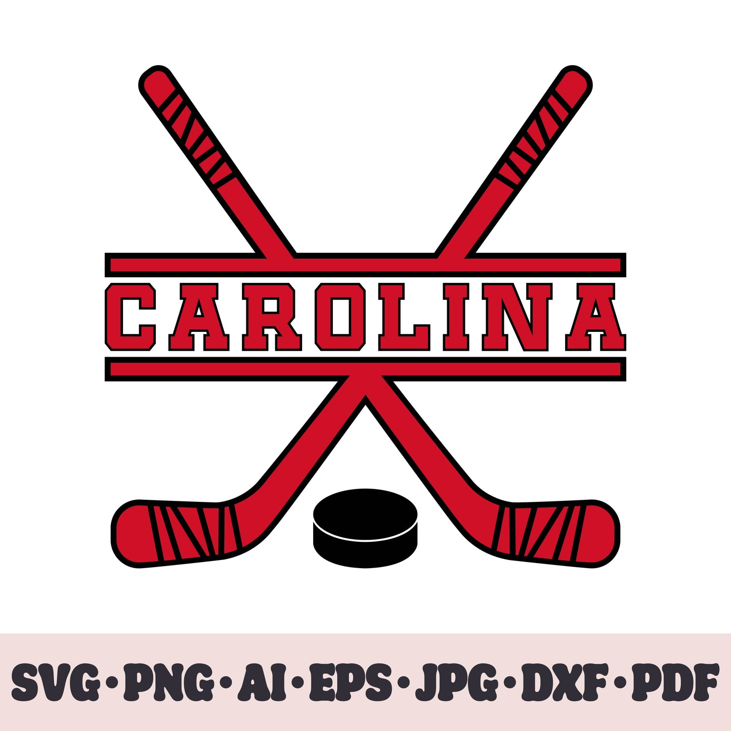 Carolina Hurricanes hockey team SVG Cricut cut file. Hockey on ice PNG Clipart. Silhouette sublimation print. Sports fan image Ai, EPS, JPG, DXF, PDF.