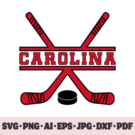 Carolina Hurricanes hockey team SVG Cricut cut file. Hockey on ice PNG Clipart. Silhouette sublimation print. Sports fan image Ai, EPS, JPG, DXF, PDF.