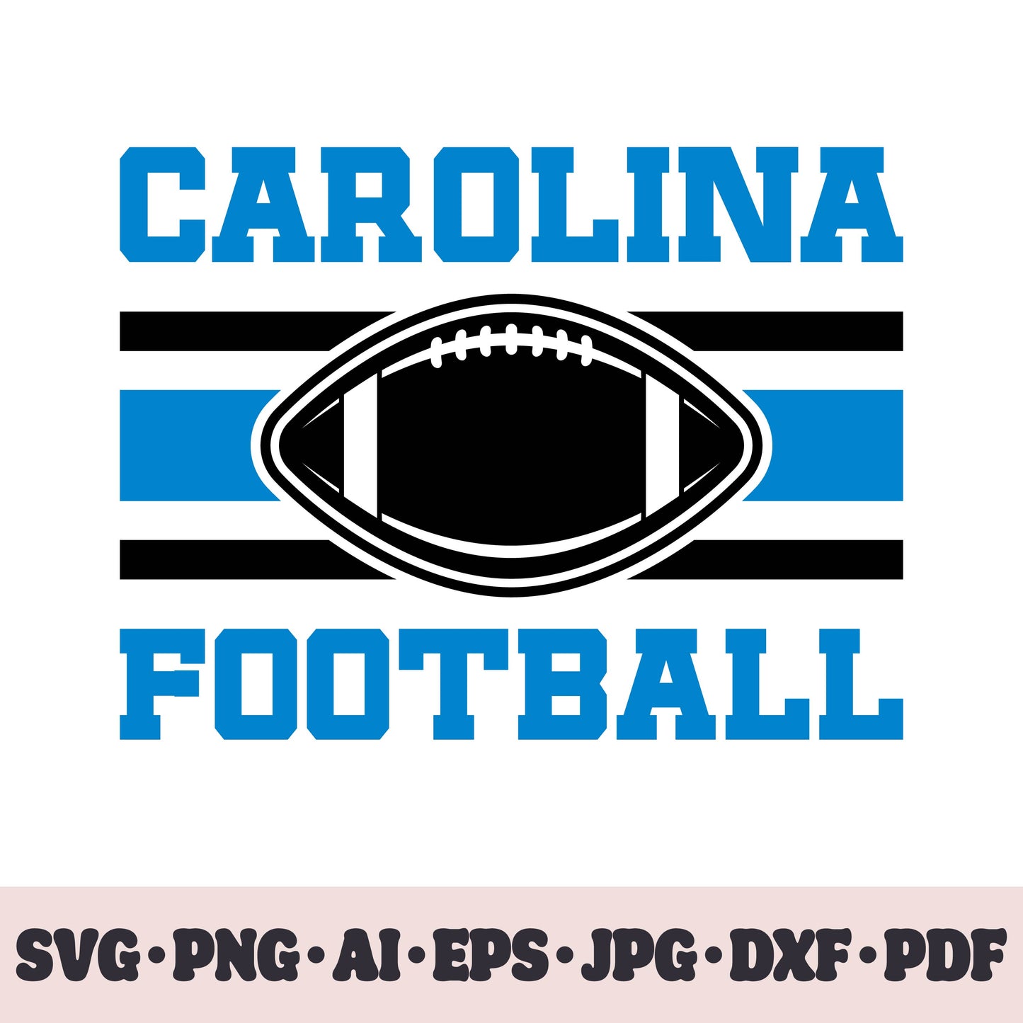 Carolina Panthers football team SVG Cricut cut file. Rugby PNG Clipart. Silhouette sublimation print. Sports fan image Ai, EPS, JPG, DXF, PDF.