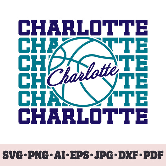 Charlotte Hornets basketball team SVG Cricut cut file. PNG Clipart. Silhouette sublimation print. Sports fan image Ai, EPS, JPG, DXF, PDF.