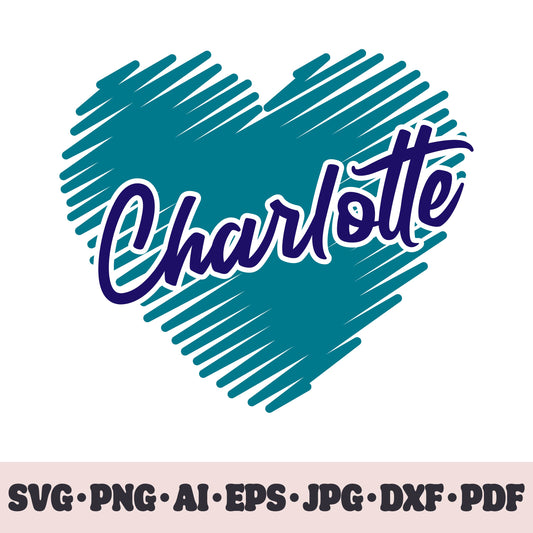 Charlotte Hornets basketball team SVG Cricut cut file. PNG Clipart. Silhouette sublimation print. Sports fan image Ai, EPS, JPG, DXF, PDF.