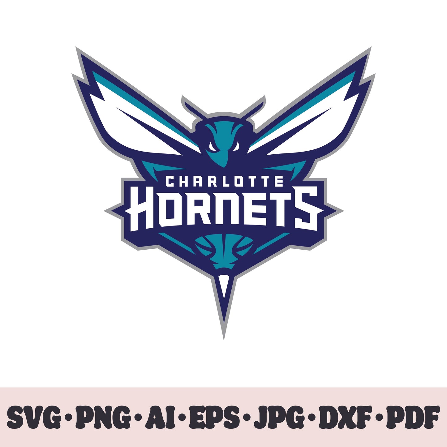 Charlotte Hornets basketball team SVG Cricut cut file. PNG Clipart. Silhouette sublimation print. Sports fan image Ai, EPS, JPG, DXF, PDF.