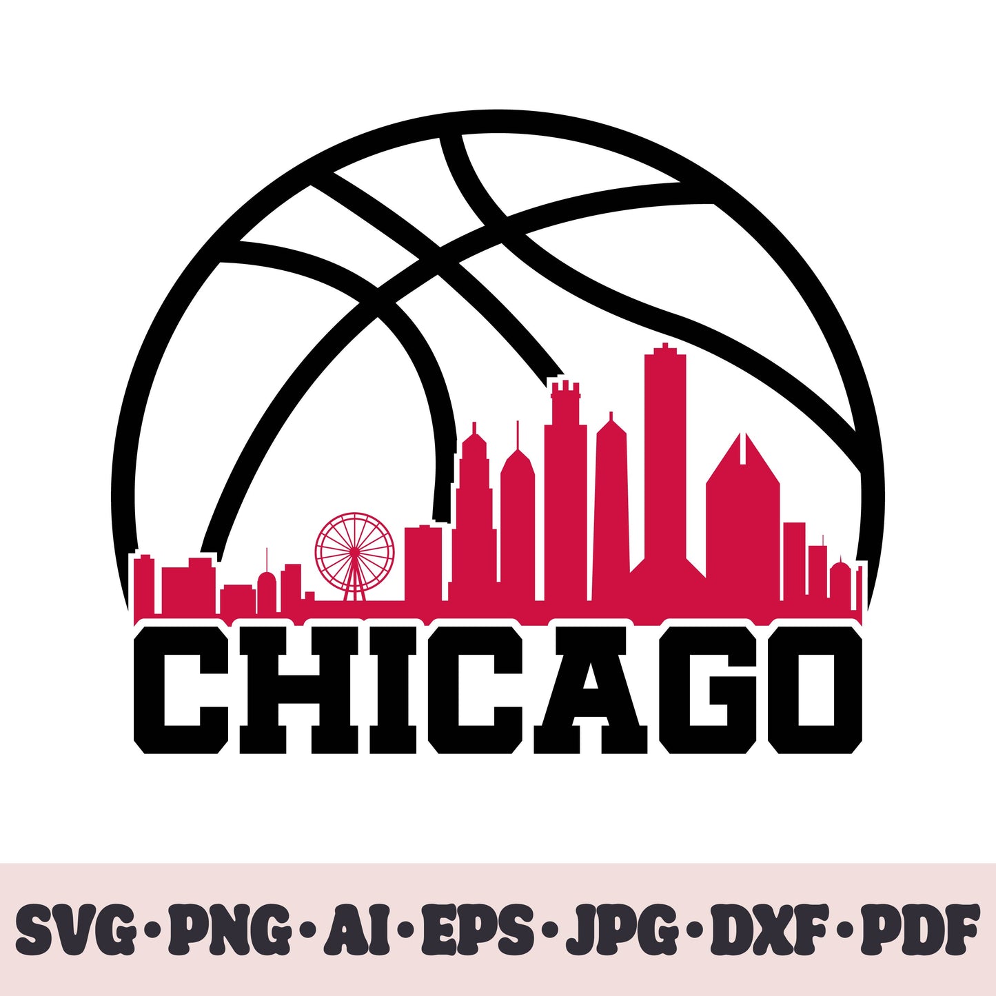 Chicago Bulls basketball team SVG Cricut cut file. PNG Clipart. Silhouette sublimation print. Sports fan image Ai, EPS, JPG, DXF, PDF.