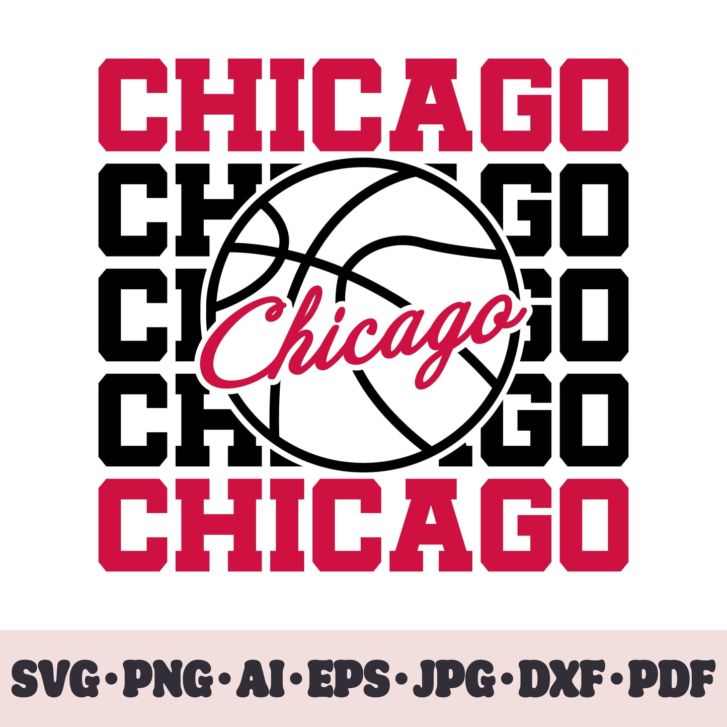 Chicago Bulls basketball team SVG Cricut cut file. PNG Clipart. Silhouette sublimation print. Sports fan image Ai, EPS, JPG, DXF, PDF.