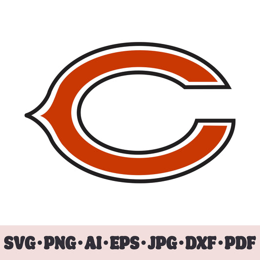 Chicago Bears football team SVG Cricut cut file. Rugby PNG Clipart. Silhouette sublimation print. Sports fan image Ai, EPS, JPG, DXF, PDF. Logotype.