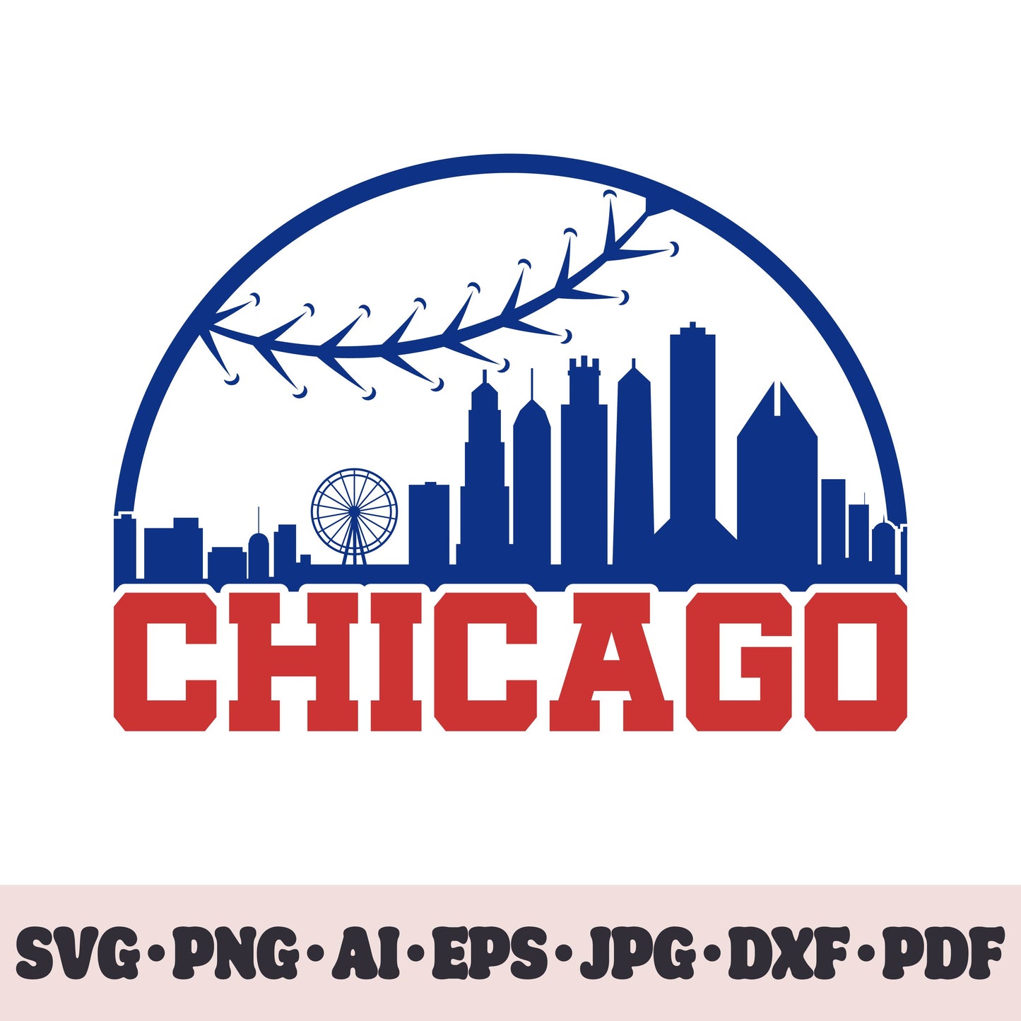 Chicago Cubs baseball team SVG Cricut cut file. PNG Clipart. Silhouette sublimation print. Sports fan image Ai, EPS, JPG, DXF, PDF.