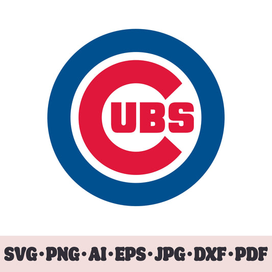 Chicago Cubs baseball team logo SVG Cricut cut file. PNG Clipart. Silhouette sublimation print. Sports fan image Ai, EPS, JPG, DXF, PDF. Logotype.