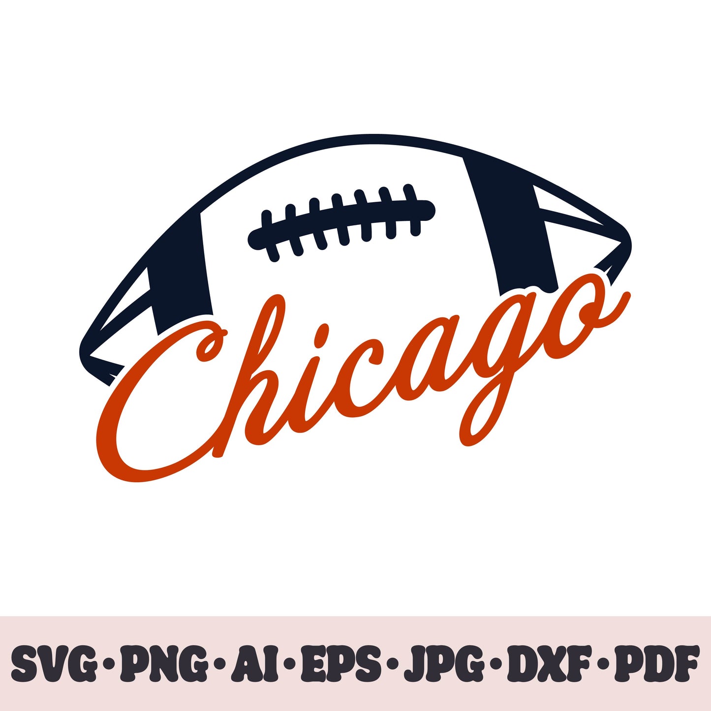 Chicago Bears football team SVG Cricut cut file. Rugby PNG Clipart. Silhouette sublimation print. Sports fan image Ai, EPS, JPG, DXF, PDF.