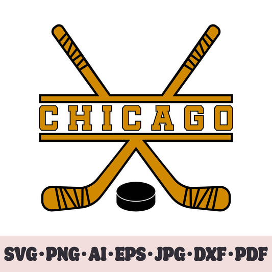 Chicago Blackhawks hockey team SVG Cricut cut file. Hockey on ice PNG Clipart. Silhouette sublimation print. Sports fan image Ai, EPS, JPG, DXF, PDF.