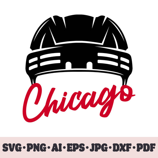 Chicago Blackhawks hockey team SVG Cricut cut file. Hockey on ice PNG Clipart. Silhouette sublimation print. Sports fan image Ai, EPS, JPG, DXF, PDF.