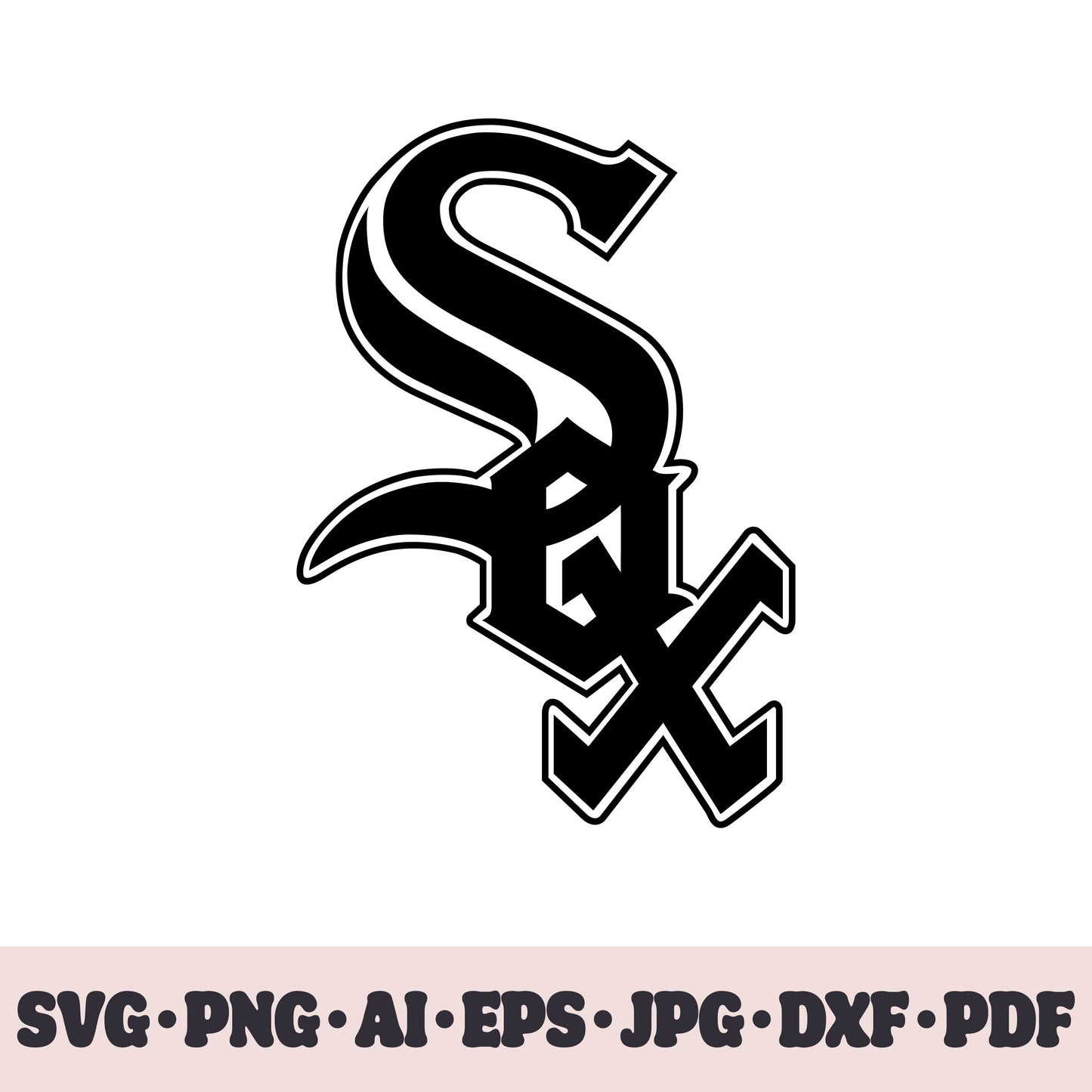 Chicago White Sox baseball team logo SVG Cricut cut file. PNG Clipart. Silhouette sublimation print. Sports fan image Ai, EPS, JPG, DXF, PDF. Logotype.