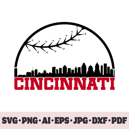 Cincinnati Reds baseball team SVG Cricut cut file. PNG Clipart. Silhouette sublimation print. Sports fan image Ai, EPS, JPG, DXF, PDF.