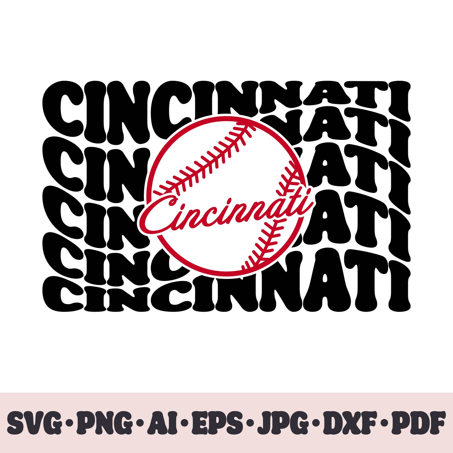 Cincinnati Reds baseball team SVG Cricut cut file. PNG Clipart. Silhouette sublimation print. Sports fan image Ai, EPS, JPG, DXF, PDF.