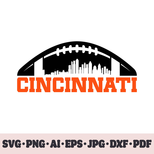 Cincinnati Bengals football team SVG Cricut cut file. Rugby PNG Clipart. Silhouette sublimation print. Sports fan image Ai, EPS, JPG, DXF, PDF.