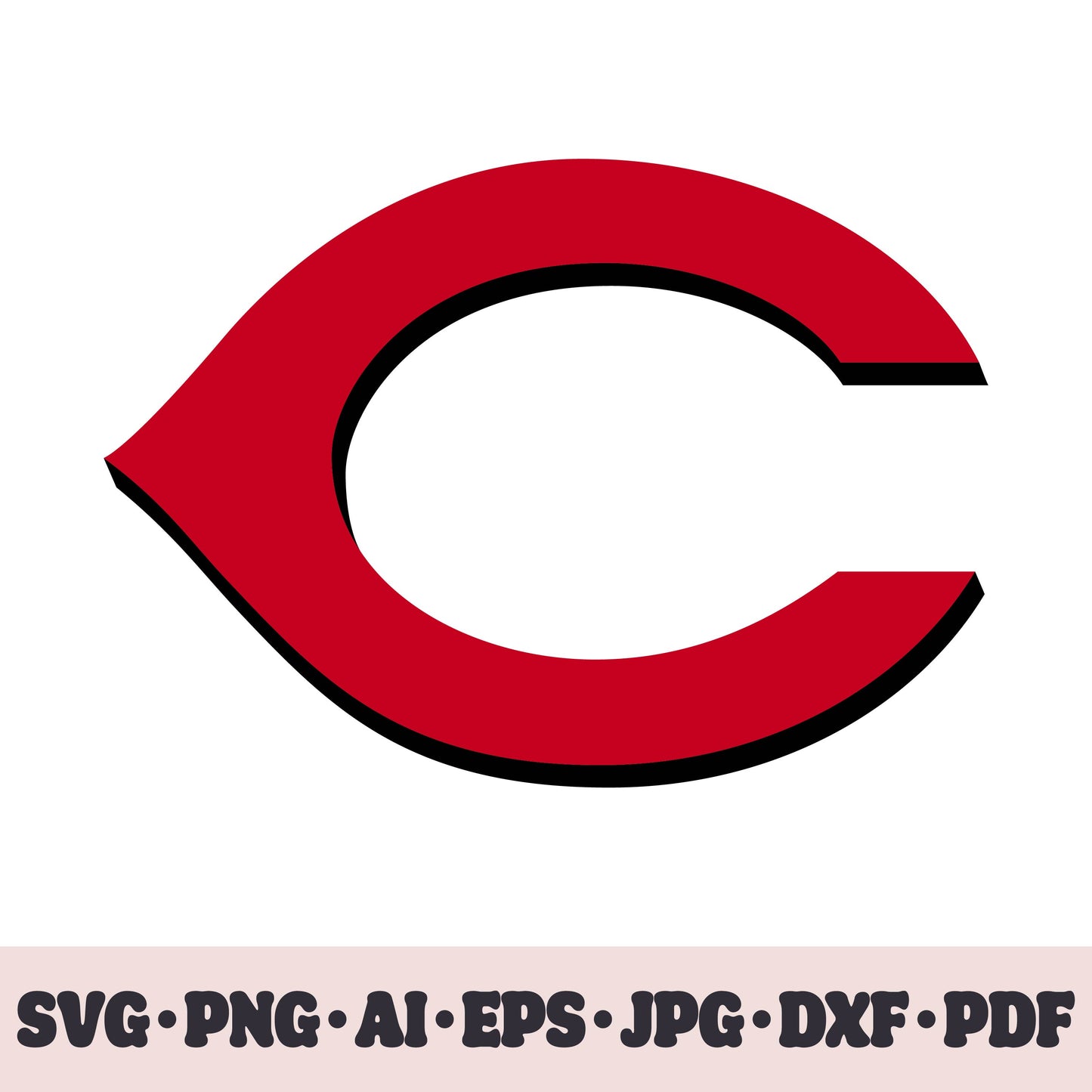 Cincinnati Reds baseball team logo SVG Cricut cut file. PNG Clipart. Silhouette sublimation print. Sports fan image Ai, EPS, JPG, DXF, PDF. Logotype.