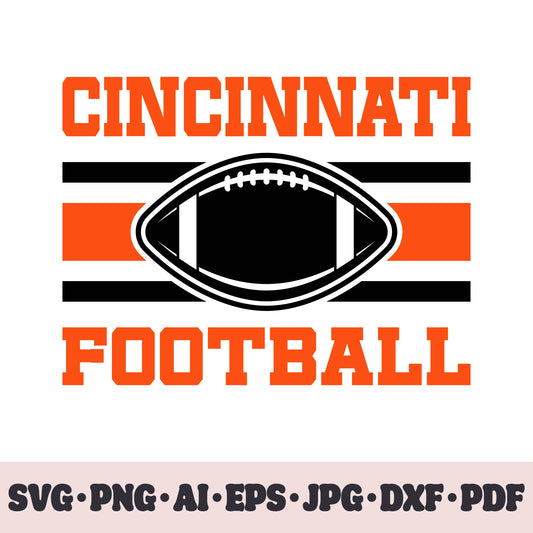 Cincinnati Bengals football team SVG Cricut cut file. Rugby PNG Clipart. Silhouette sublimation print. Sports fan image Ai, EPS, JPG, DXF, PDF.