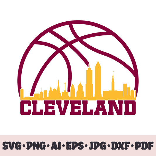 Cleveland Cavaliers basketball team SVG Cricut cut file. PNG Clipart. Silhouette sublimation print. Sports fan image Ai, EPS, JPG, DXF, PDF.