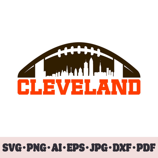 Cleveland Browns football team SVG Cricut cut file. Rugby PNG Clipart. Silhouette sublimation print. Sports fan image Ai, EPS, JPG, DXF, PDF.