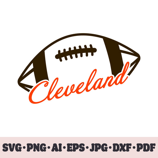 Cleveland Browns football team SVG Cricut cut file. Rugby PNG Clipart. Silhouette sublimation print. Sports fan image Ai, EPS, JPG, DXF, PDF.