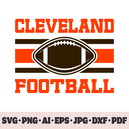 Cleveland Browns football team SVG Cricut cut file. Rugby PNG Clipart. Silhouette sublimation print. Sports fan image Ai, EPS, JPG, DXF, PDF.