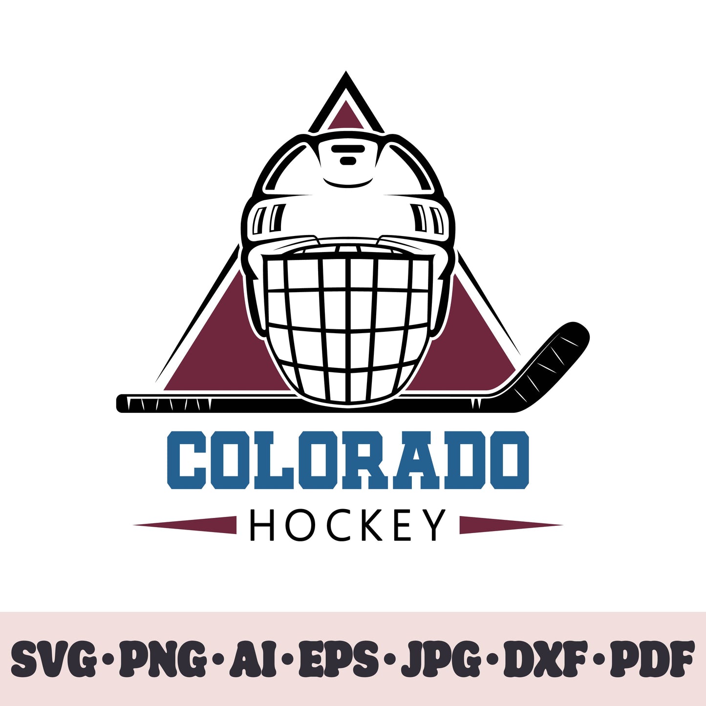 Colorado Avalanche hockey team SVG Cricut cut file. Hockey on ice PNG Clipart. Silhouette sublimation print. Sports fan image Ai, EPS, JPG, DXF, PDF.