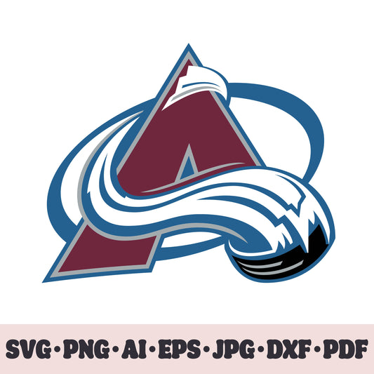 Colorado Avalanche hockey team SVG Cricut cut file. Hockey on ice PNG Clipart. Silhouette sublimation print. Sports fan image Ai, EPS, JPG, DXF, PDF. Logotype.