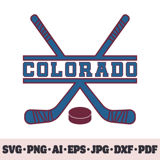 Colorado Avalanche hockey team SVG Cricut cut file. Hockey on ice PNG Clipart. Silhouette sublimation print. Sports fan image Ai, EPS, JPG, DXF, PDF.