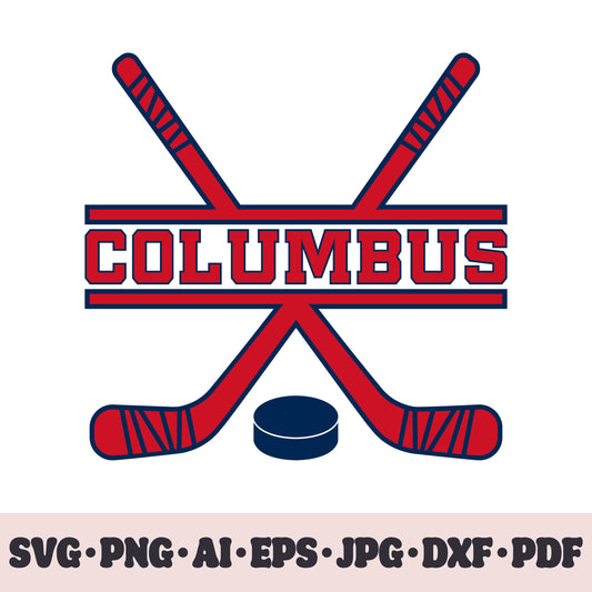 Columbus Blue Jackets hockey team SVG Cricut cut file. Hockey on ice PNG Clipart. Silhouette sublimation print. Sports fan image Ai, EPS, JPG, DXF, PDF.