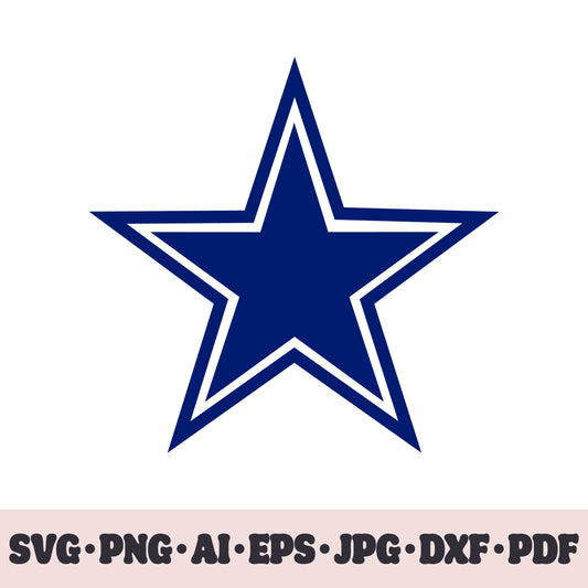 Dallas Cowboys football team SVG Cricut cut file. Rugby PNG Clipart. Silhouette sublimation print. Sports fan image Ai, EPS, JPG, DXF, PDF. Logotype.