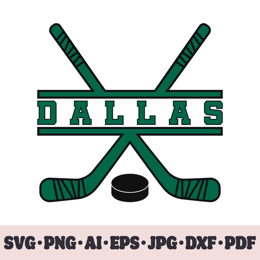 Dallas Stars hockey team SVG Cricut cut file. Hockey on ice PNG Clipart. Silhouette sublimation print. Sports fan image Ai, EPS, JPG, DXF, PDF.