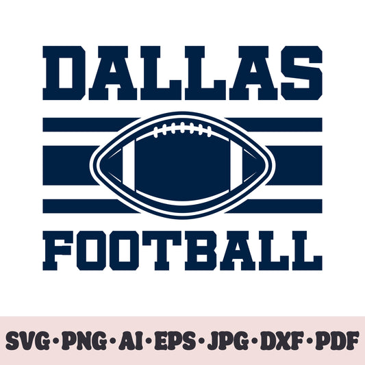 Dallas Cowboys football team SVG Cricut cut file. Rugby PNG Clipart. Silhouette sublimation print. Sports fan image Ai, EPS, JPG, DXF, PDF.