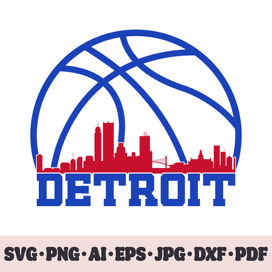 Detroit Pistons basketball team SVG Cricut cut file. PNG Clipart. Silhouette sublimation print. Sports fan image Ai, EPS, JPG, DXF, PDF.