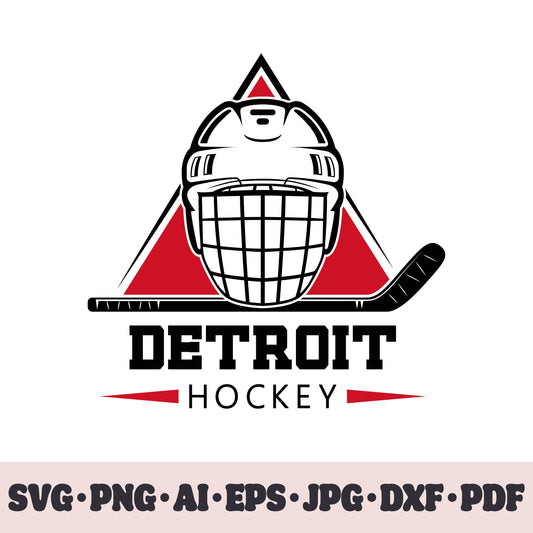 Detroit Red Wings hockey team SVG Cricut cut file. Hockey on ice PNG Clipart. Silhouette sublimation print. Sports fan image Ai, EPS, JPG, DXF, PDF.