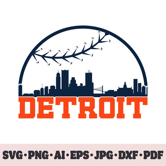 Detroit Tigers baseball team SVG Cricut cut file. PNG Clipart. Silhouette sublimation print. Sports fan image Ai, EPS, JPG, DXF, PDF.